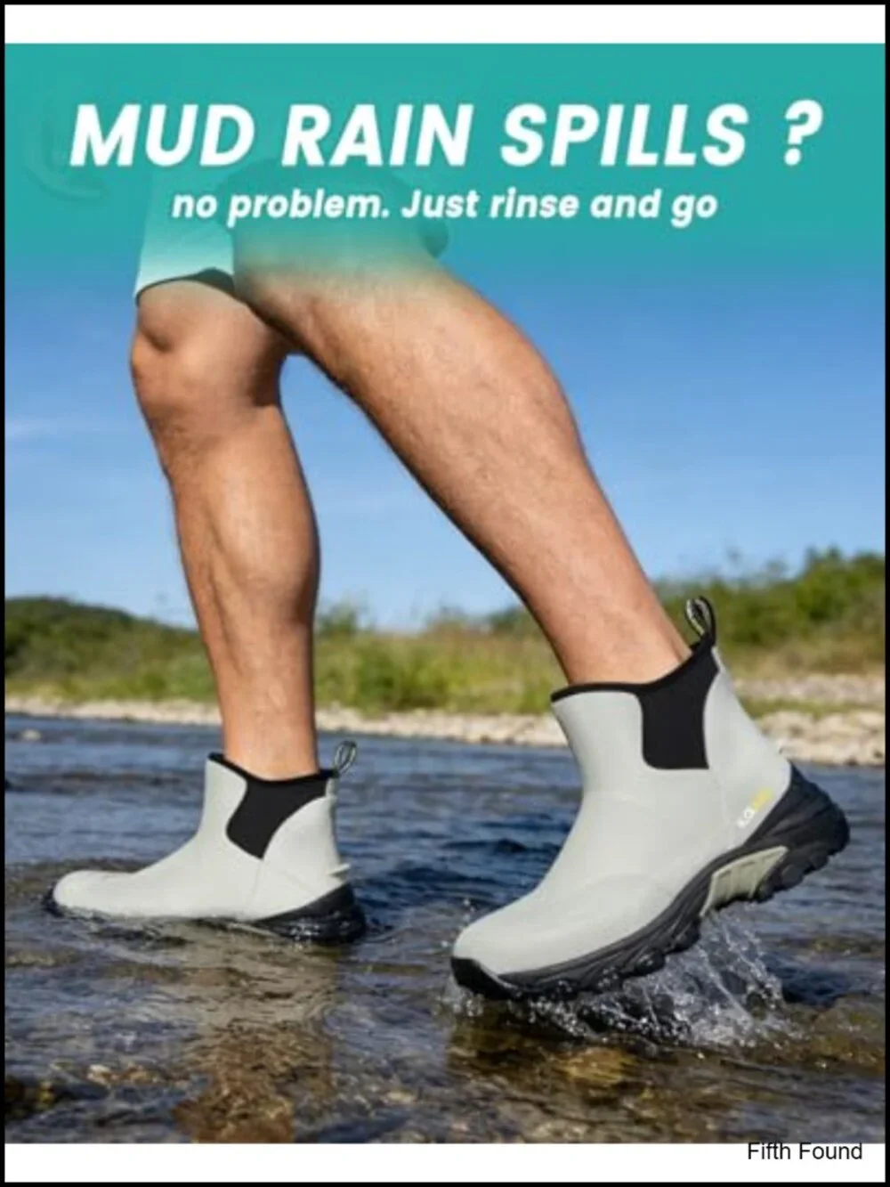 Men's Ankle Rain Boots Waterproof Rubber Boots with Shock Absorption Sports